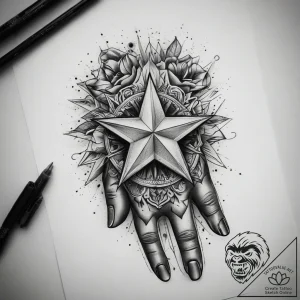 Tattoo sketch gloves with a star, tattoo draw… – tattoo sketch (№1758160835_0, 18.09.2025 02:00) — tattoovalue.net