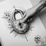 Tattoo hands with a lock, tattoo line art, fi… – tattoo sketch (№1758161842_0, 18.09.2025 02:17) — tattoovalue.net