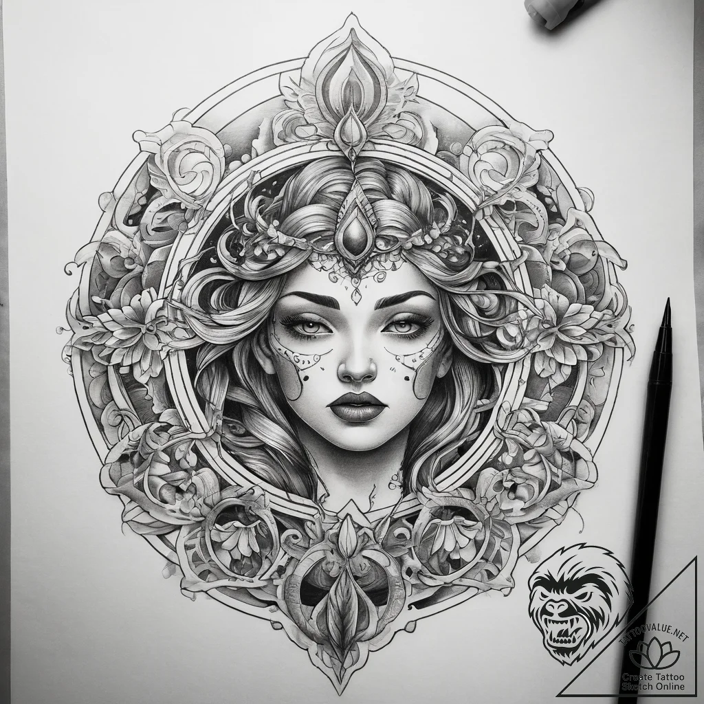 Tattoo sketch cosmic tale, tattoo line art, s... - tattoo sketch (№1758162232_0, 18.09.2025 02:23) — tattoovalue.net