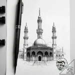 Tattoo sketch kaaba and minaret – tattoo sketch (№1758165233_0, 18.09.2025 03:13) — tattoovalue.net