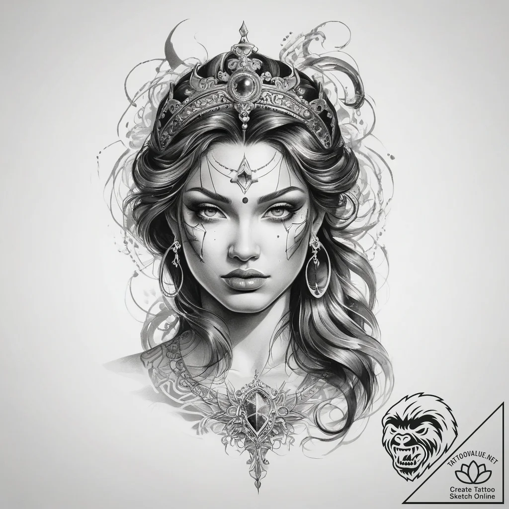 Tattoo sketch divine character - tattoo sketch (№1758165437_0, 18.09.2025 03:17) — tattoovalue.net