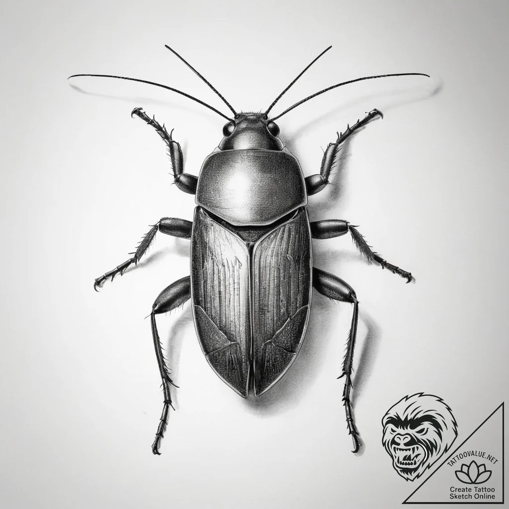 Tattoo sketch cockroach - tattoo sketch (№1758165831_0, 18.09.2025 03:23) — tattoovalue.net