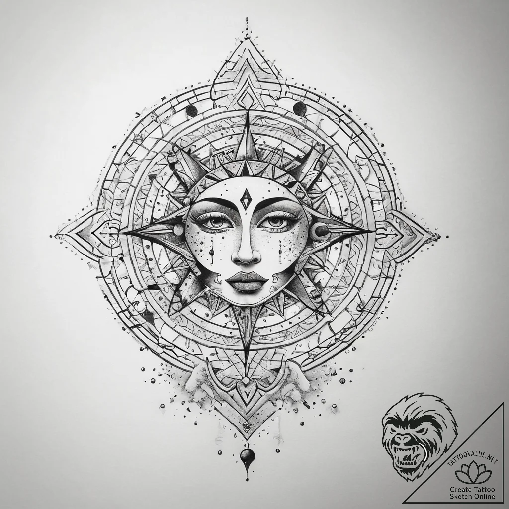 Tattoo sketch cosmic story, ink illustration... - tattoo sketch (№1758166434_0, 18.09.2025 03:33) — tattoovalue.net