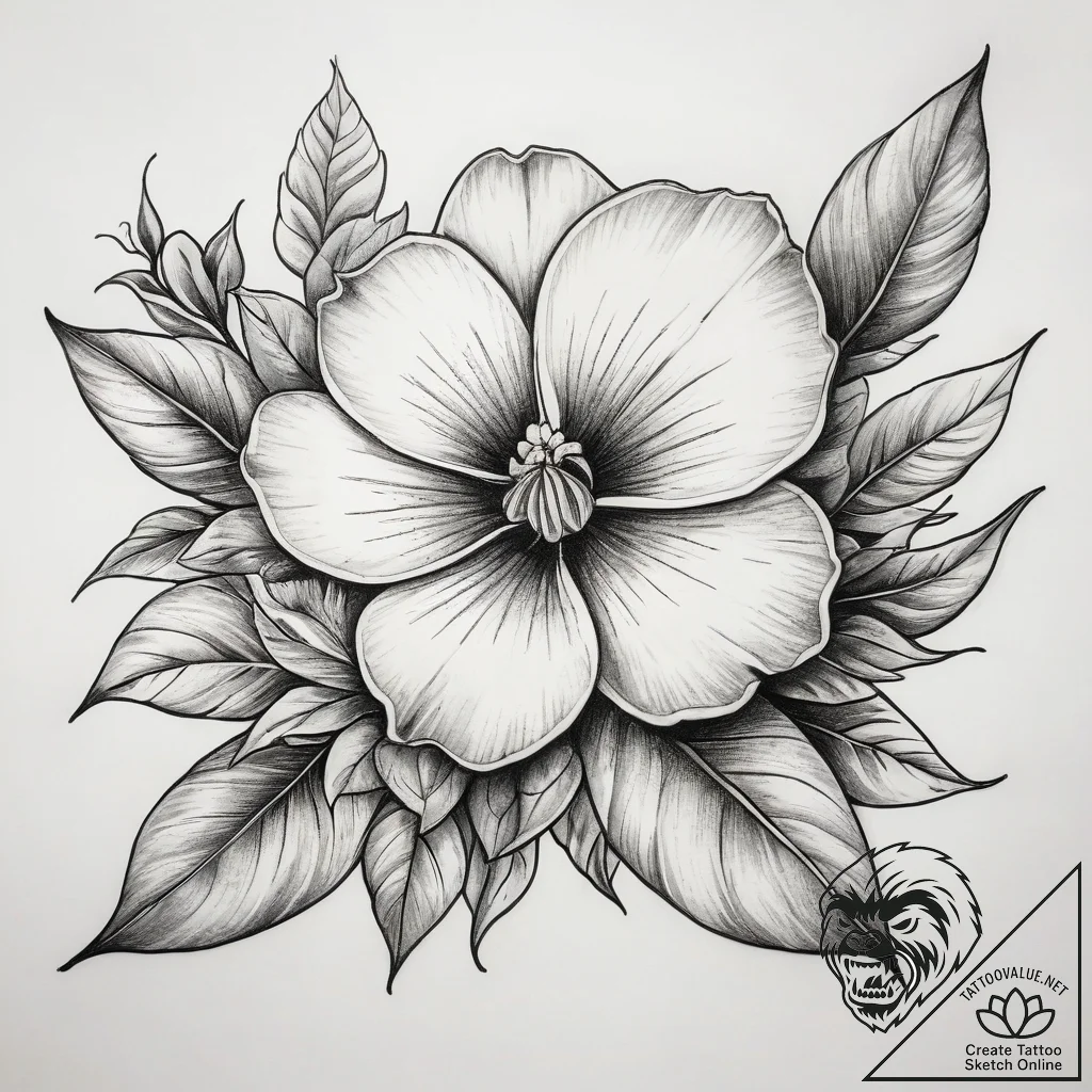 Tattoo sketch periwinkle flower, tattoo drawi... - tattoo sketch (№1758166634_0, 18.09.2025 03:37) — tattoovalue.net