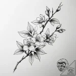 Tattoo sketch flowering cherry branch, tattoo… – tattoo sketch (№1758166831_0, 18.09.2025 03:40) — tattoovalue.net