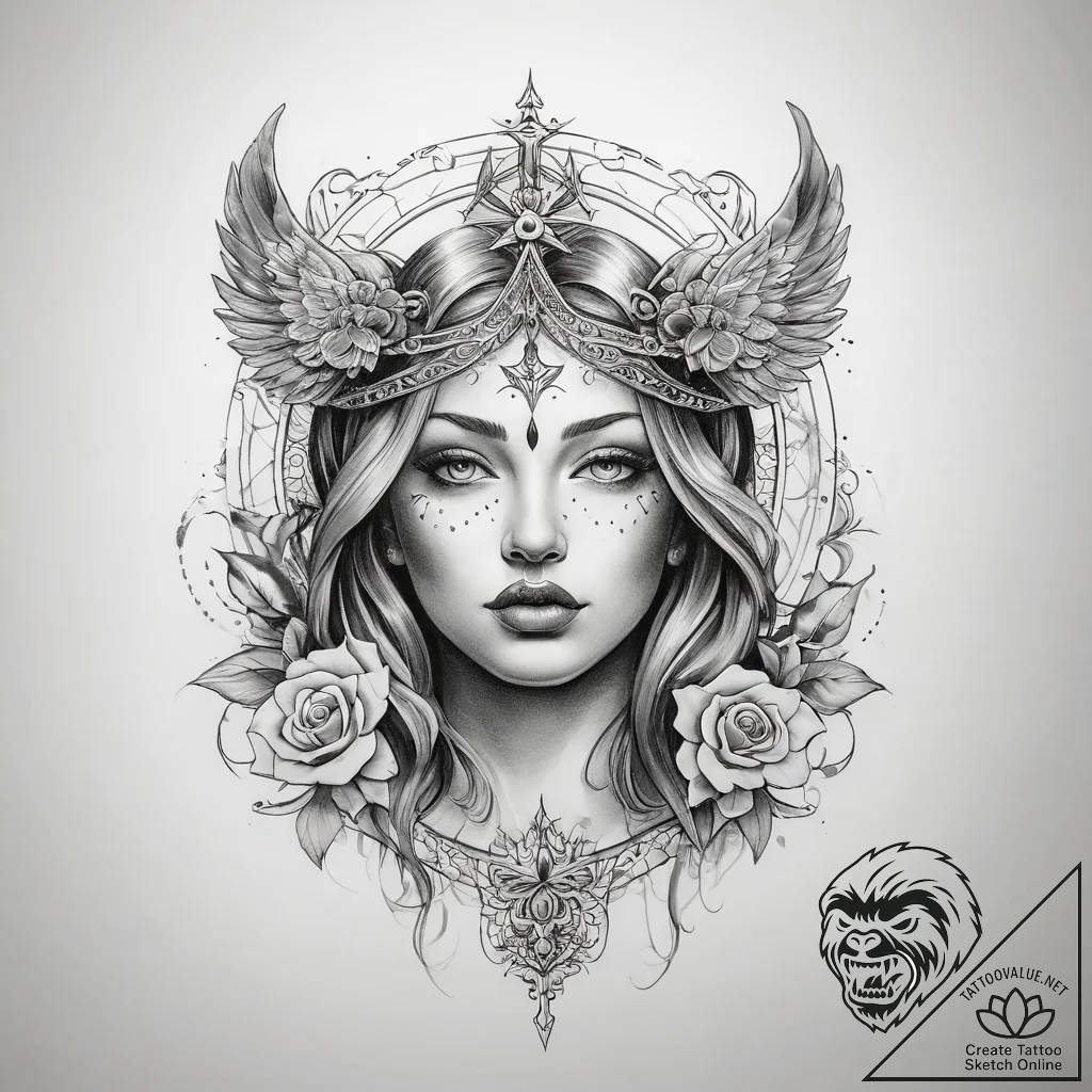 Tattoo sketch blessed representation - tattoo sketch (№1758167225_0, 18.09.2025 03:47) — tattoovalue.net