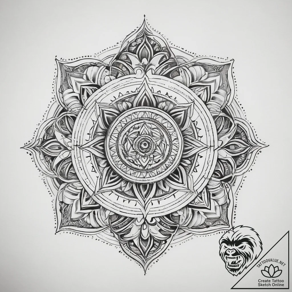 Tattoo sketch chakra symbols, concept art for... - tattoo sketch (№1758168420_0, 18.09.2025 04:07) — tattoovalue.net