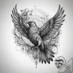 Tattoo sketch alatyr with a bird, ink illustr… – tattoo sketch (№1758172157_0, 18.09.2025 05:09) — tattoovalue.net