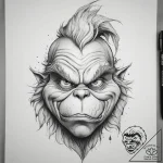 Tattoo sketch the grinch with a hair, artisti… – tattoo sketch (№1758173327_0, 18.09.2025 05:28) — tattoovalue.net