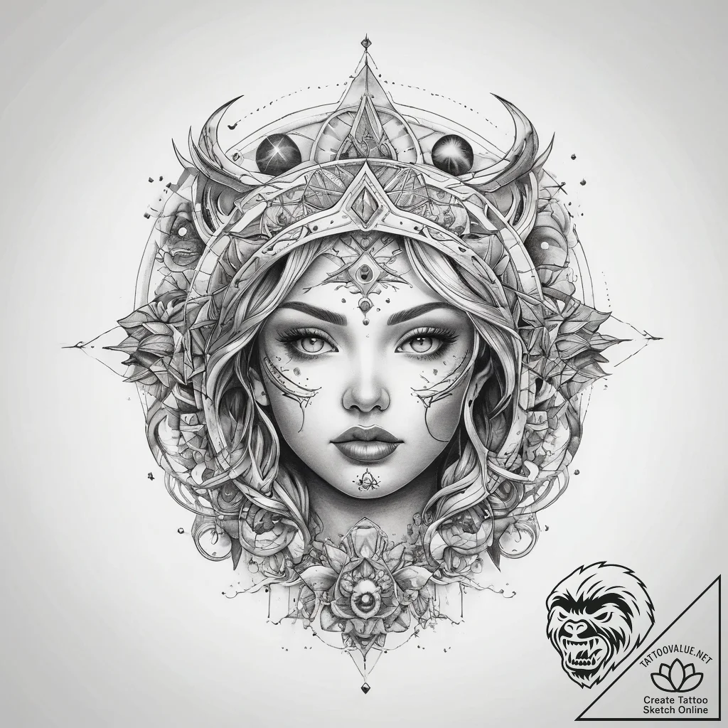 Tattoo sketch cosmic land - tattoo sketch (№1758174500_0, 18.09.2025 05:48) — tattoovalue.net