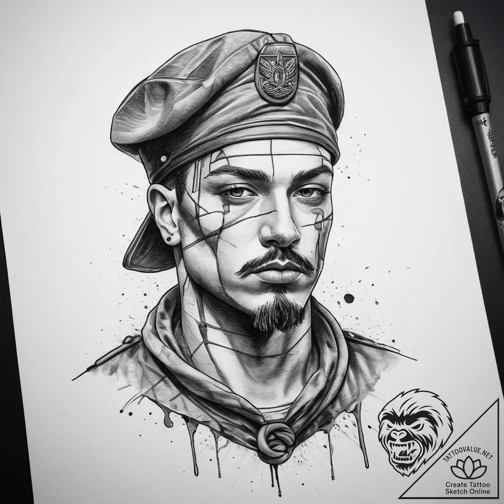 Tattoo sketch soldier with a knot, artistic t... - tattoo sketch (№1758174891_0, 18.09.2025 05:54) — tattoovalue.net