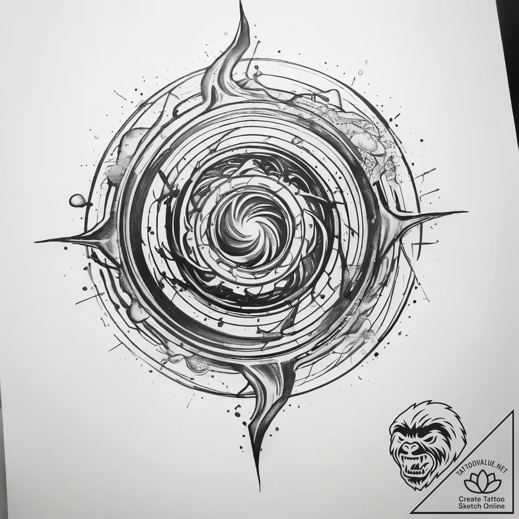 Tattoo sketch energy vortex - tattoo sketch (№1758176454_0, 18.09.2025 06:20) — tattoovalue.net