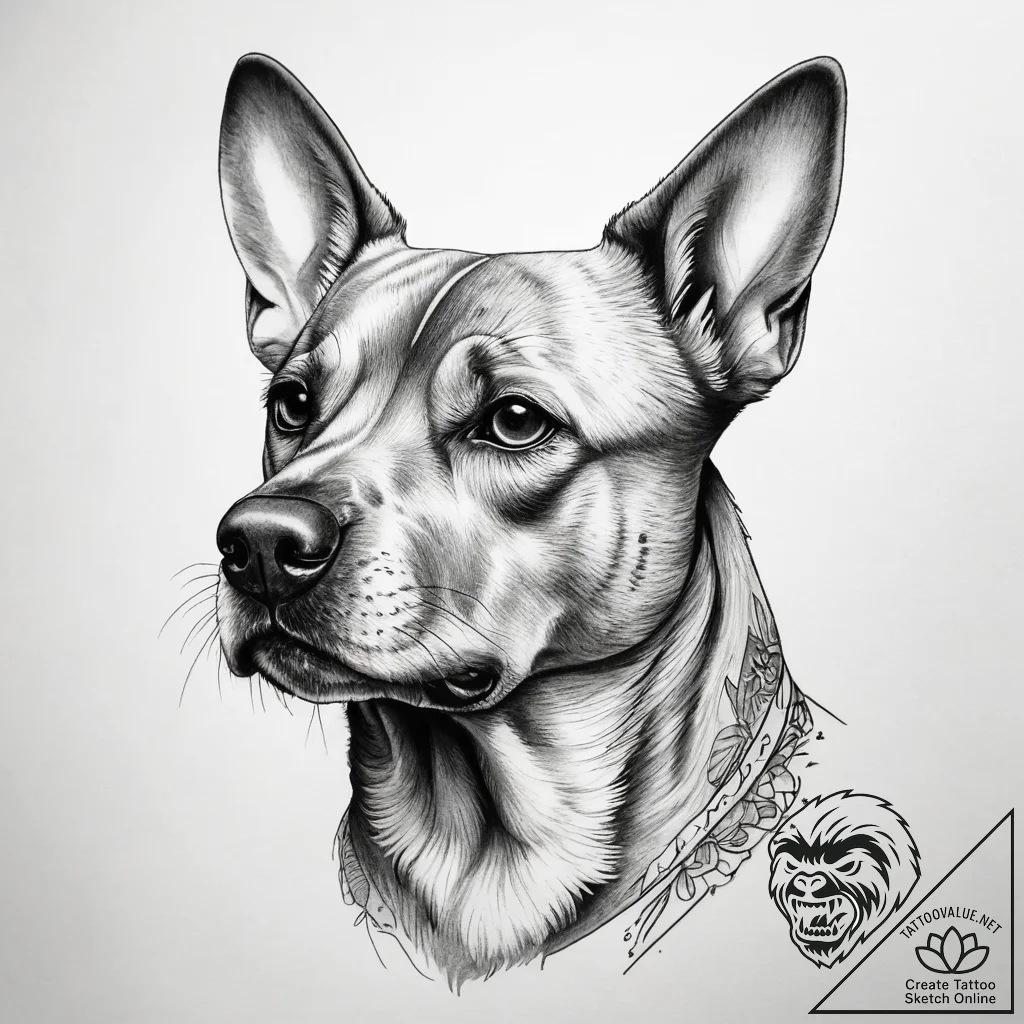 Tattoo sketch realistic портрет собаки, tatto... - tattoo sketch (№1758176649_0, 18.09.2025 06:24) — tattoovalue.net