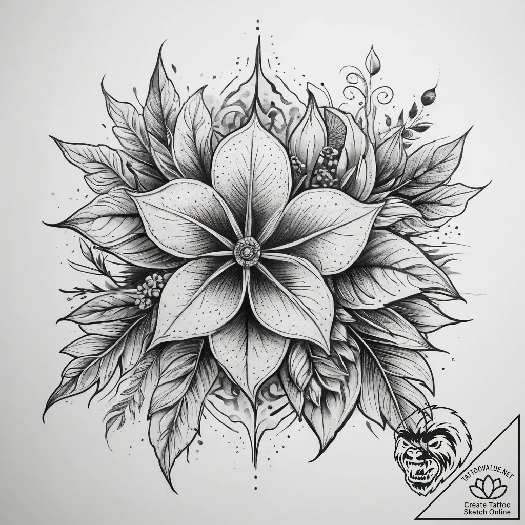Tattoo sketch a symbolic plant, tattoo flash... - tattoo sketch (№1758177823_0, 18.09.2025 06:43) — tattoovalue.net