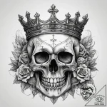 Tattoo sketch skull with crown, tattoo line a… – tattoo sketch (№1758179827_0, 18.09.2025 07:17) — tattoovalue.net