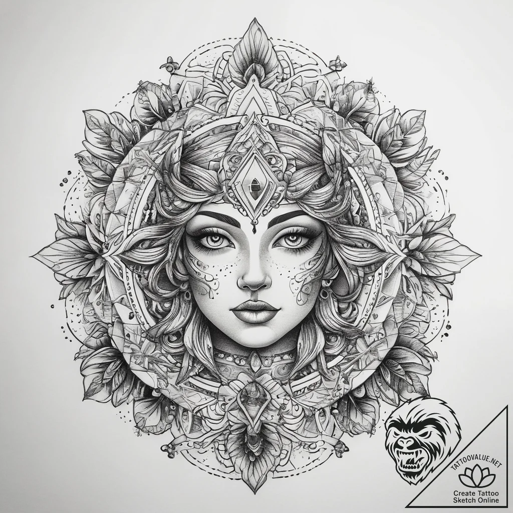 Tattoo sketch divine fresco, concept art for... - tattoo sketch (№1758180469_0, 18.09.2025 07:27) — tattoovalue.net