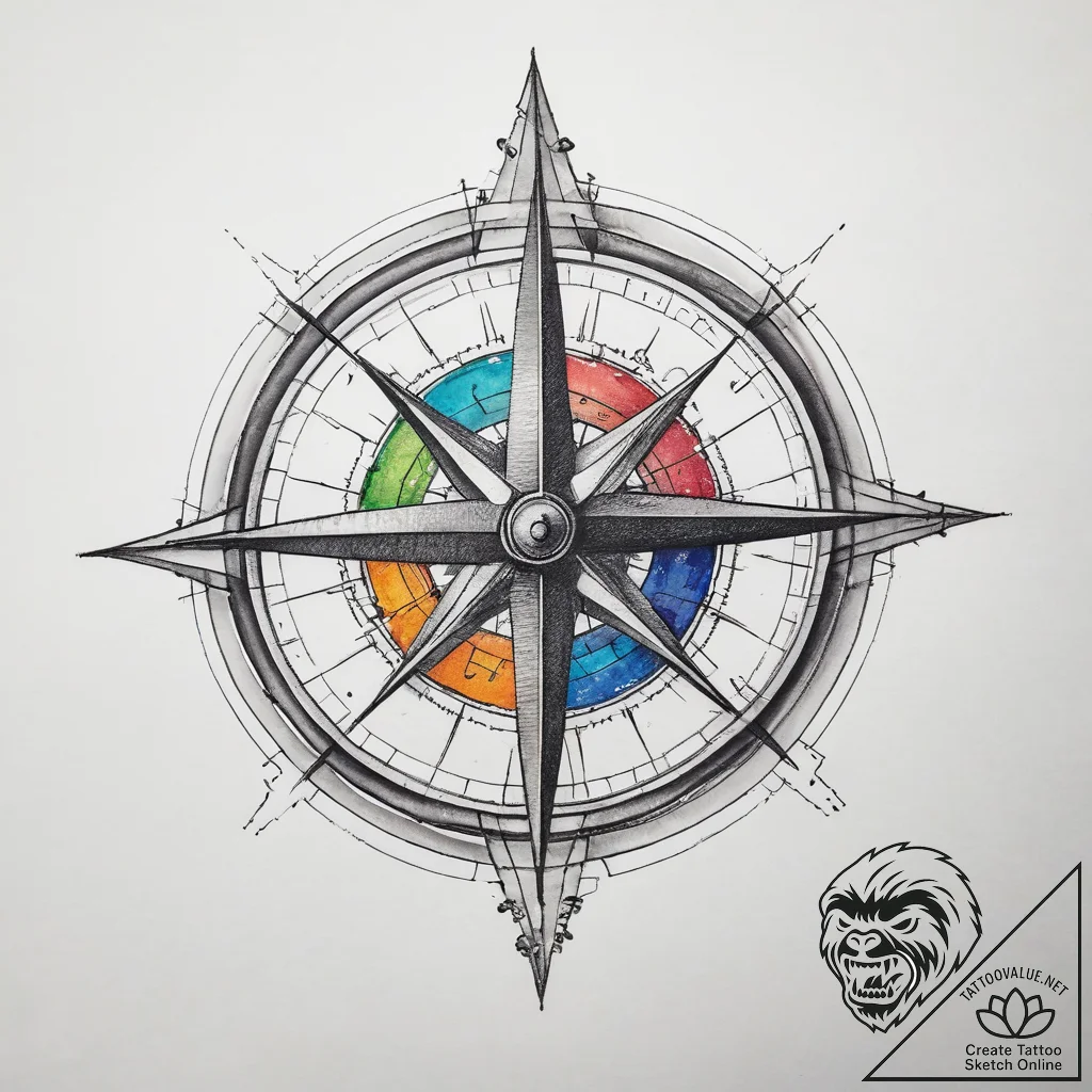 Tattoo sketch compass tattoo, artistic tattoo... - tattoo sketch (№1758181284_0, 18.09.2025 07:41) — tattoovalue.net