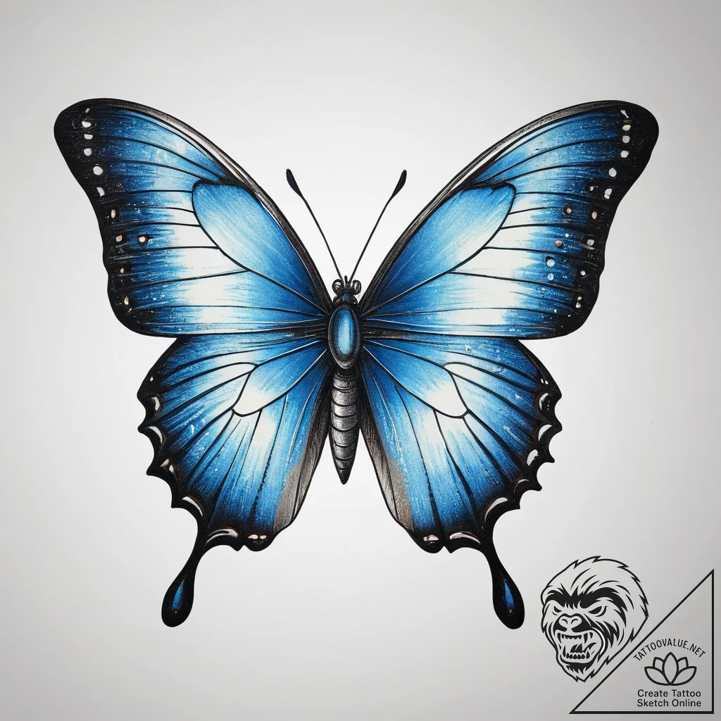 Tattoo sketch blue morpho butterfly, tattoo f... - tattoo sketch (№1758181886_0, 18.09.2025 07:51) — tattoovalue.net