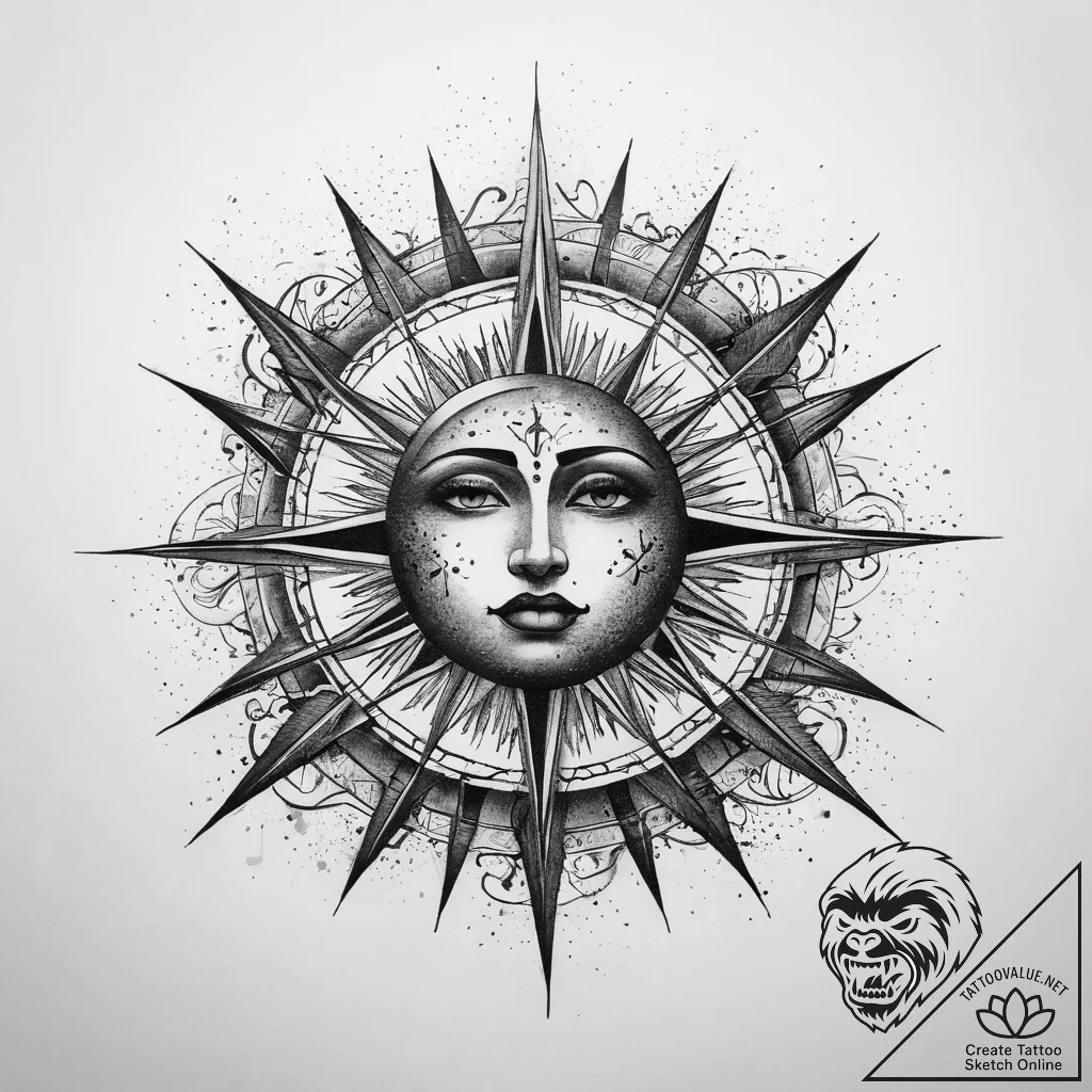 Tattoo sketch blackwork черное солнце, ink il... - tattoo sketch (№1758182281_0, 18.09.2025 07:58) — tattoovalue.net