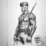 Tattoo sketch soldier with a chain, tattoo fl… – tattoo sketch (№1758184322_0, 18.09.2025 08:32) — tattoovalue.net