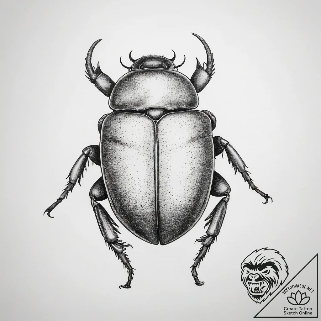 Tattoo sketch dung beetle, tattoo drawing out... - tattoo sketch (№1758184519_0, 18.09.2025 08:35) — tattoovalue.net
