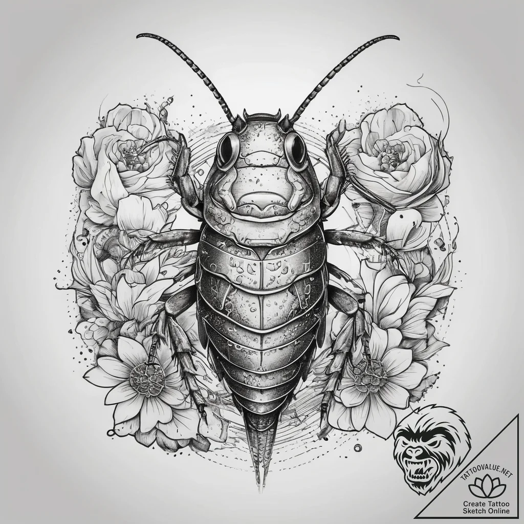 Tattoo sketch cockroach, tattoo sketch design... - tattoo sketch (№1758185510_0, 18.09.2025 08:51) — tattoovalue.net