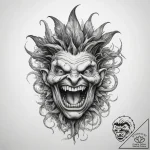 Tattoo sketch mandrake root screaming – tattoo sketch (№1758186501_0, 18.09.2025 09:08) — tattoovalue.net