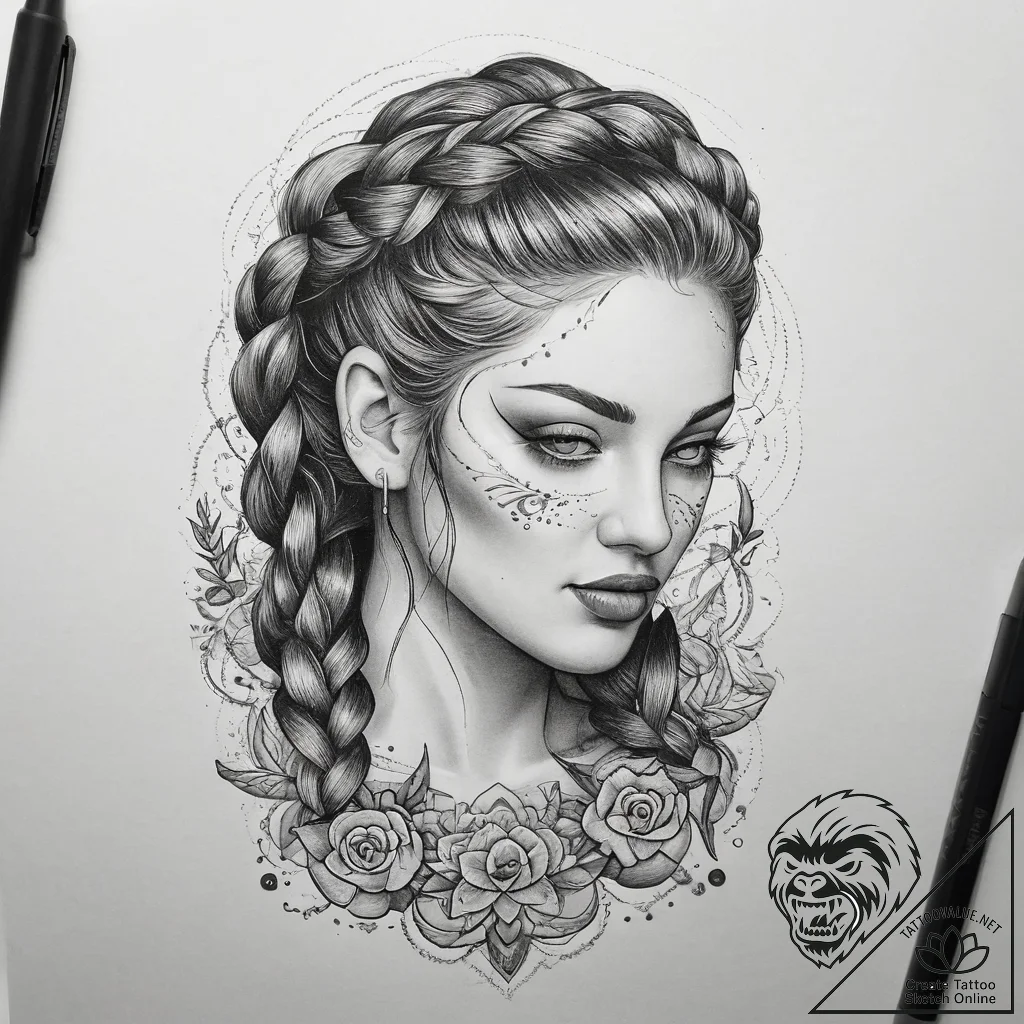 Tattoo sketch braid, concept art for tattoo,... - tattoo sketch (№1758187670_0, 18.09.2025 09:27) — tattoovalue.net
