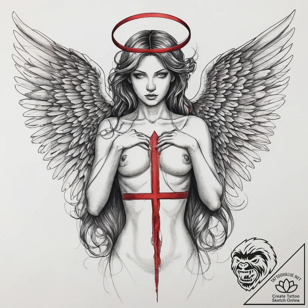 Tattoo sketch angel, tattoo sketch design, de... - tattoo sketch (№1758188257_0, 18.09.2025 09:37) — tattoovalue.net