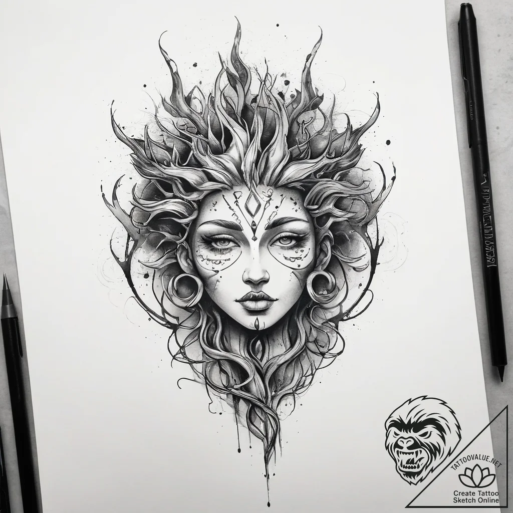 Tattoo sketch cosmic root, ink illustration f... - tattoo sketch (№1758188452_0, 18.09.2025 09:40) — tattoovalue.net