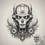 Tattoo sketch cyberpunk robot, ink illustrati… – tattoo sketch (№1758189434_0, 18.09.2025 09:57) — tattoovalue.net