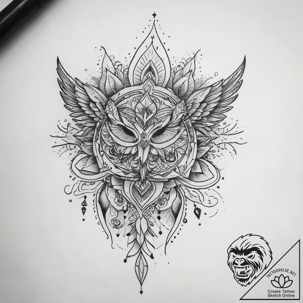 Tattoo sketch blessed portrayal, artistic tat... - tattoo sketch (№1758190827_0, 18.09.2025 10:20) — tattoovalue.net