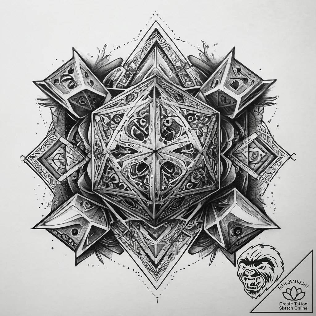 Tattoo sketch cards and dice, concept art for... - tattoo sketch (№1758191221_0, 18.09.2025 10:27) — tattoovalue.net
