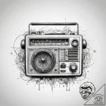 Tattoo sketch vintage radio with sound waves – tattoo sketch (№1758191415_0, 18.09.2025 10:30) — tattoovalue.net