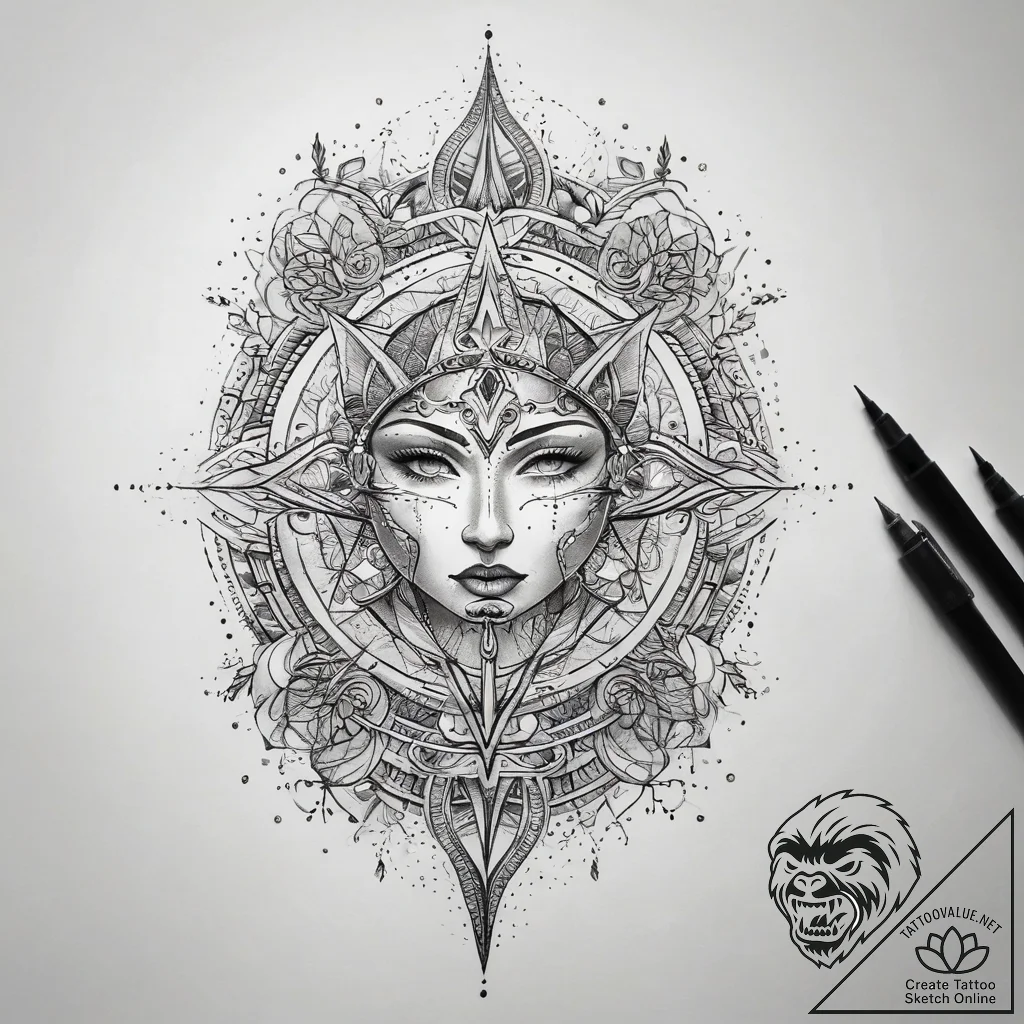 Tattoo sketch magical needle, ink illustratio... - tattoo sketch (№1758191809_0, 18.09.2025 10:36) — tattoovalue.net
