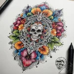 Tattoo sketch blessed path, tattoo flash shee… – tattoo sketch (№1758192396_0, 18.09.2025 10:46) — tattoovalue.net