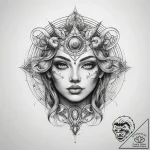 Tattoo sketch cosmic being – tattoo sketch (№1758192793_0, 18.09.2025 10:53) — tattoovalue.net
