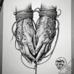 Tattoo sketch hands with a rope, concept art… – tattoo sketch (№1758194171_0, 18.09.2025 11:16) — tattoovalue.net