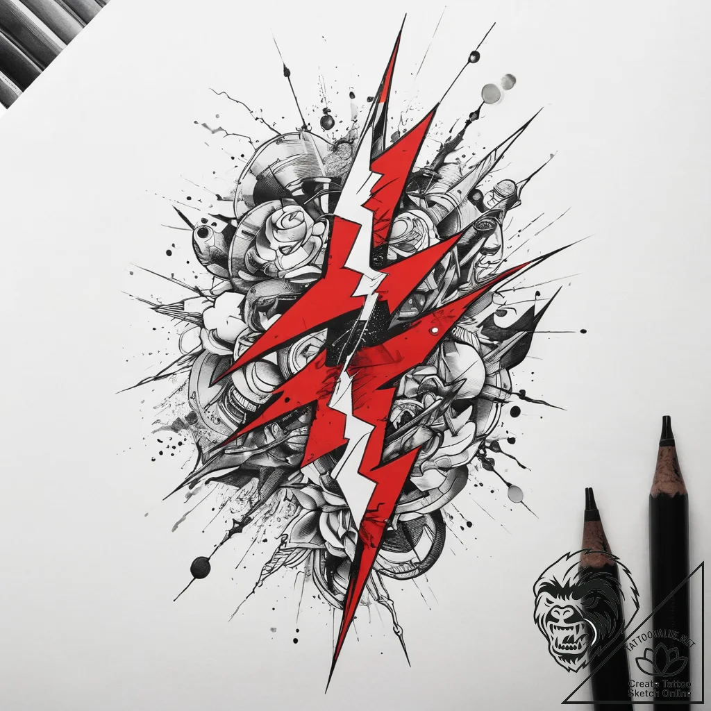 Tattoo sketch lightning bolt, tattoo line art... - tattoo sketch (№1758194951_0, 18.09.2025 11:29) — tattoovalue.net