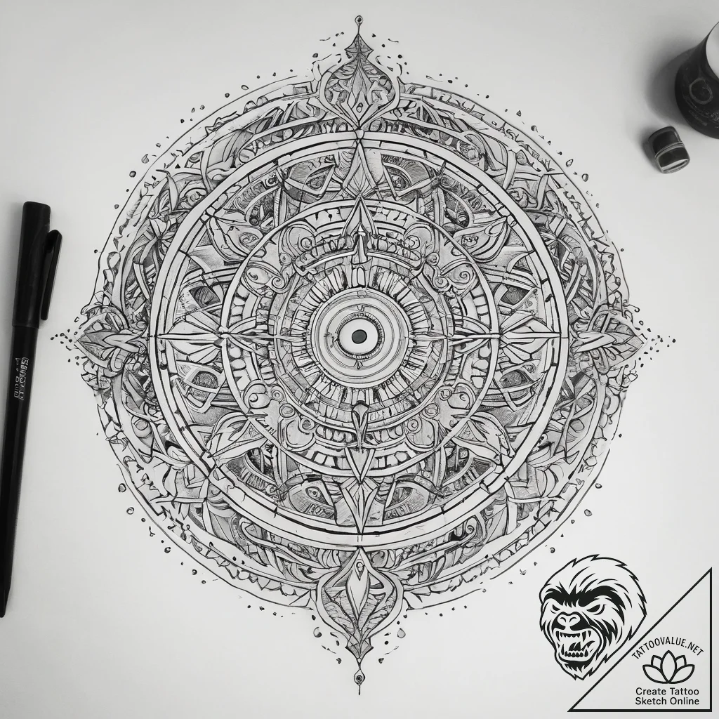 Tattoo sketch shamanic drum, tattoo drawing o... - tattoo sketch (№1758195537_0, 18.09.2025 11:38) — tattoovalue.net
