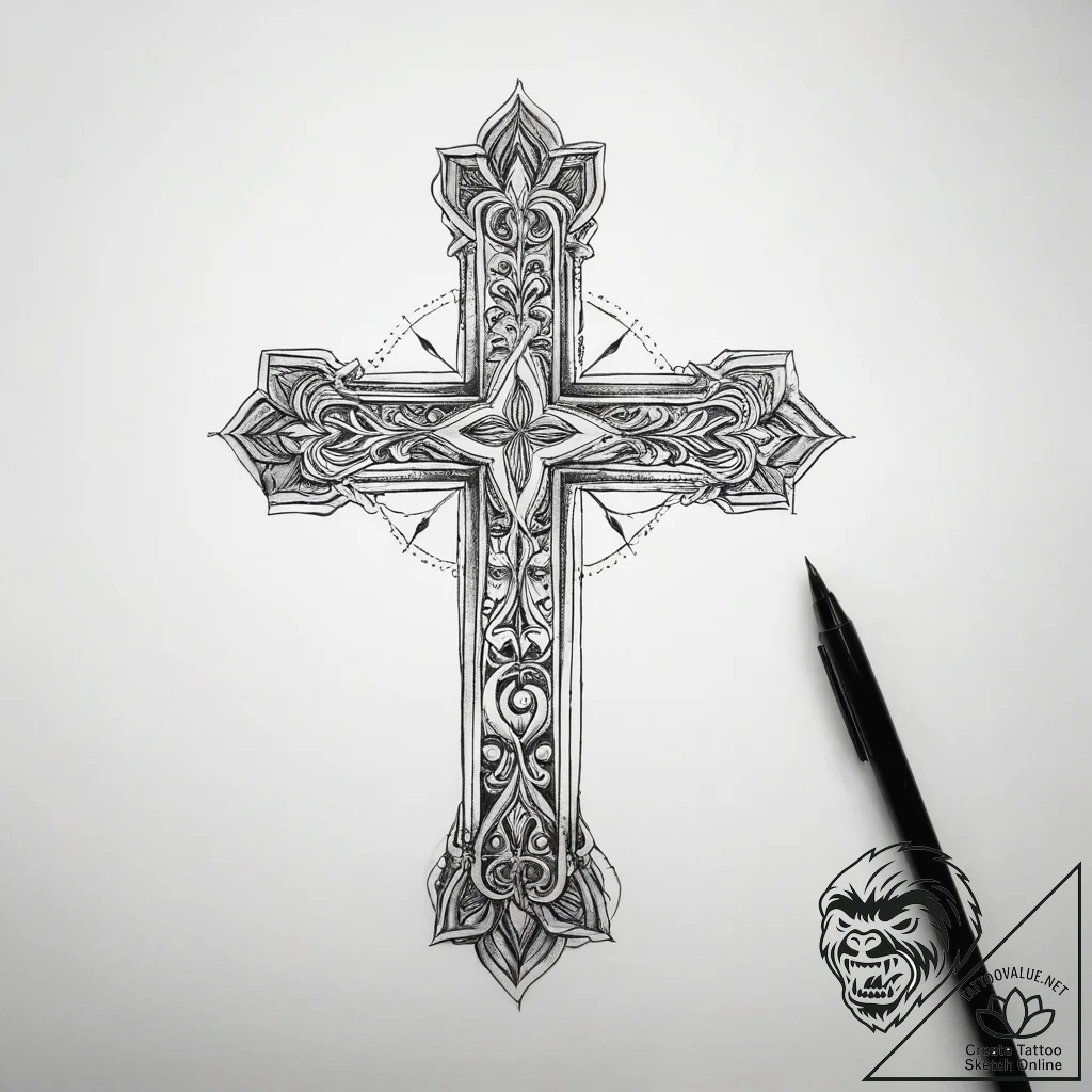 Tattoo sketch sacred representation, concept... - tattoo sketch (№1758196119_0, 18.09.2025 11:48) — tattoovalue.net
