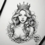 Tattoo sketch mermaid with a crown – tattoo sketch (№1758196506_0, 18.09.2025 11:55) — tattoovalue.net