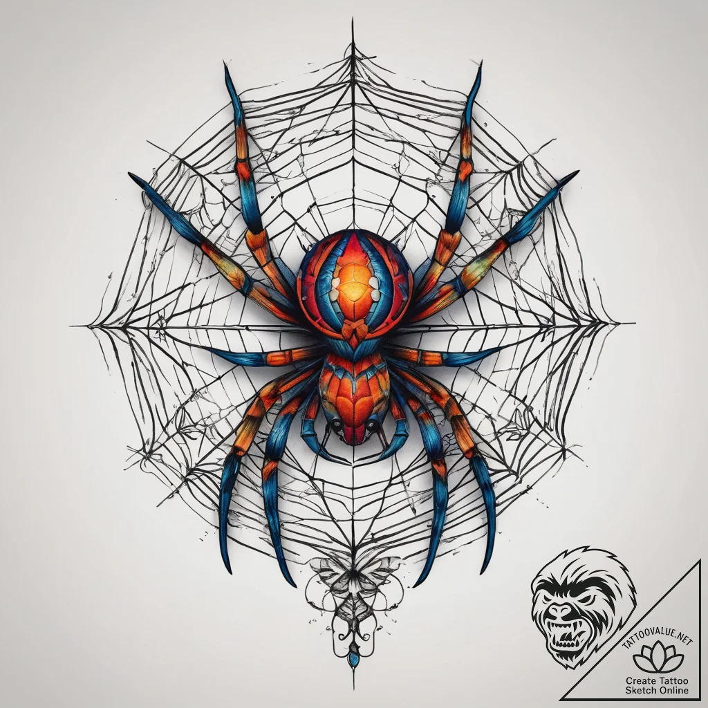 Tattoo sketch a spider with a web, artistic t... - tattoo sketch (№1758197297_0, 18.09.2025 12:08) — tattoovalue.net