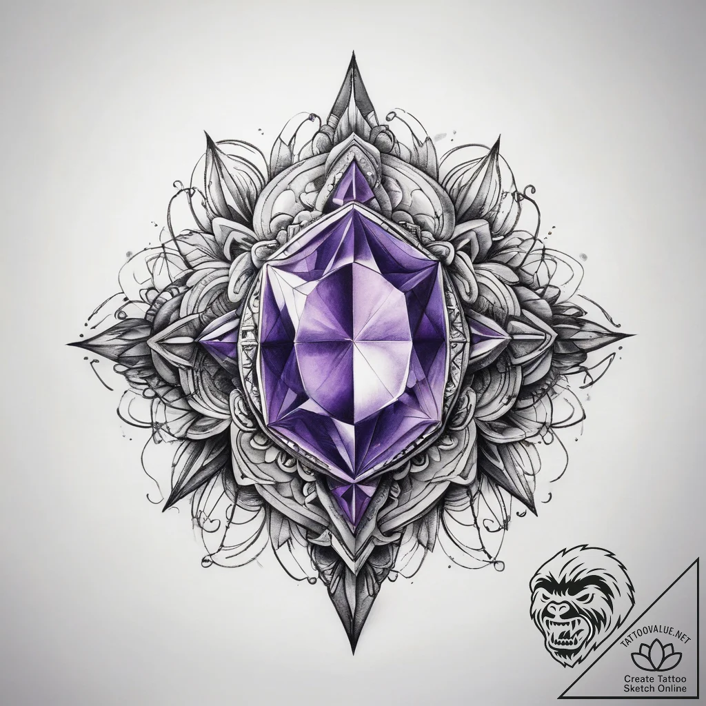 Tattoo sketch amethyst - tattoo sketch (№1758197501_0, 18.09.2025 12:11) — tattoovalue.net