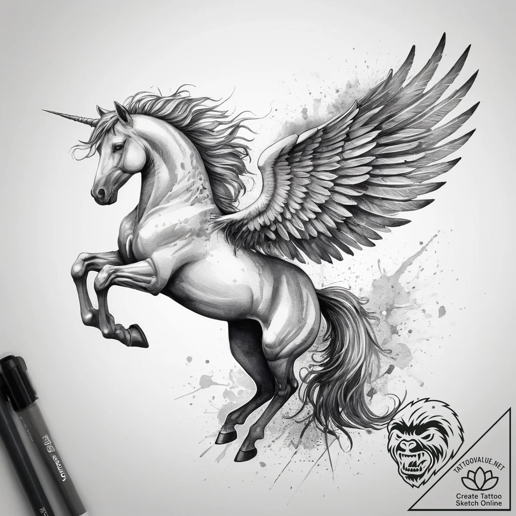 Tattoo sketch pegasus tattoo, tattoo line art... - tattoo sketch (№1758197697_0, 18.09.2025 12:14) — tattoovalue.net