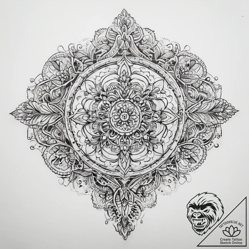 Tattoo sketch ornamental кружевной узор - tattoo sketch (№1758198296_0, 18.09.2025 12:24) — tattoovalue.net