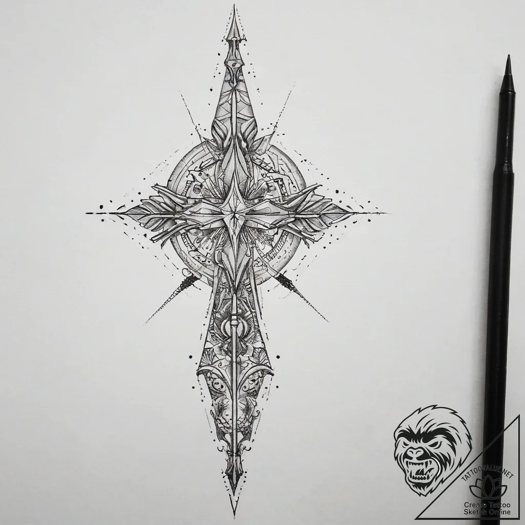 Tattoo sketch узор в виде копья, artistic tat... - tattoo sketch (№1758198705_0, 18.09.2025 12:31) — tattoovalue.net