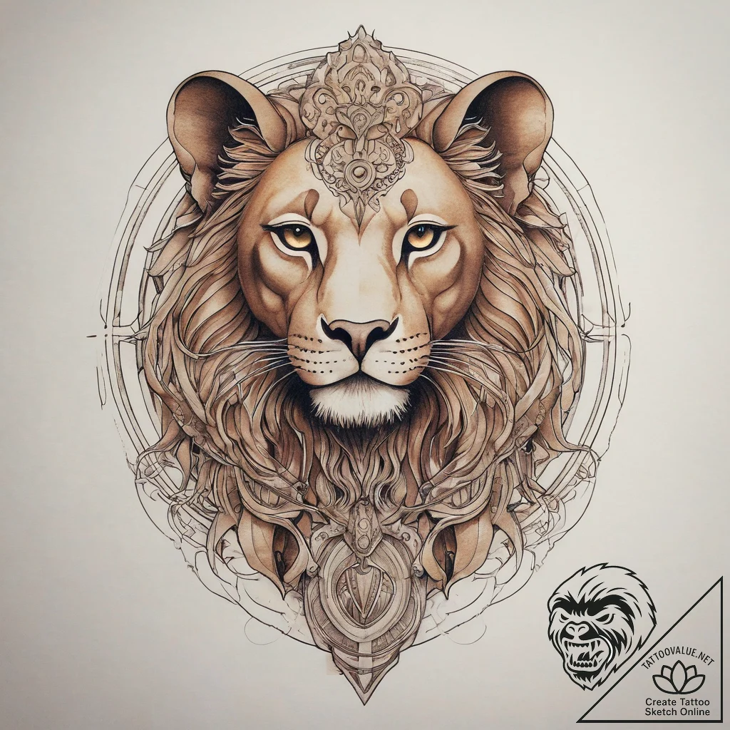 Tattoo sketch sphinx with a lion, artistic ta... - tattoo sketch (№1758199694_0, 18.09.2025 12:48) — tattoovalue.net