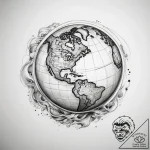 Tattoo sketch globe – tattoo sketch (№1758200287_0, 18.09.2025 12:58) — tattoovalue.net
