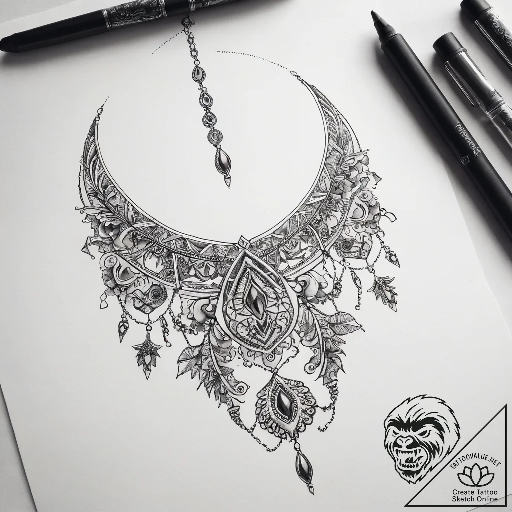 Tattoo sketch jewelry making a necklace - tattoo sketch (№1758200483_0, 18.09.2025 13:01) — tattoovalue.net